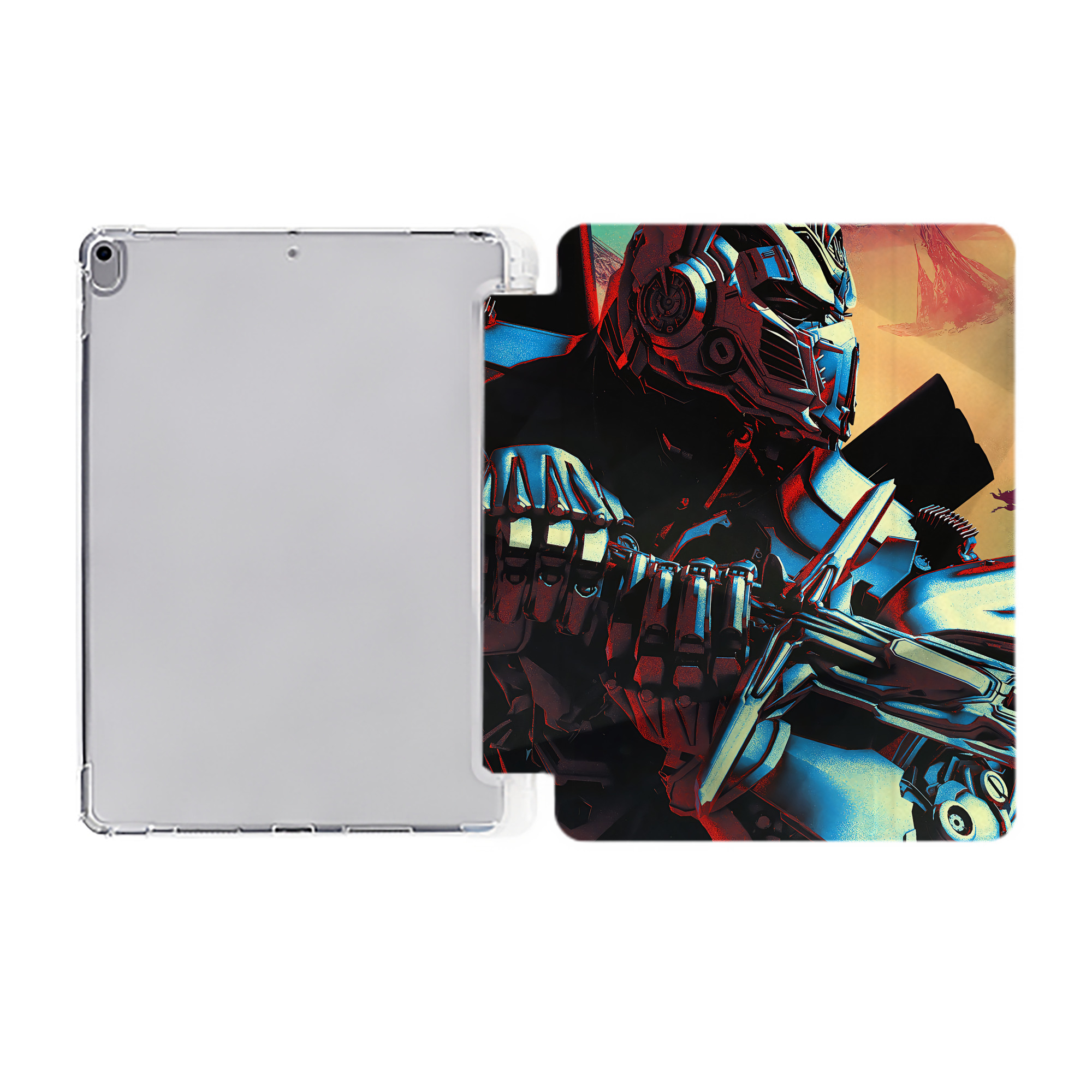 （画像用） Transformers トランスフォーマー IPad ケース ペン収納付き 三つ折りスタンド PUレザー×シリコン 対応機種9.5/10.5/10.9インチ